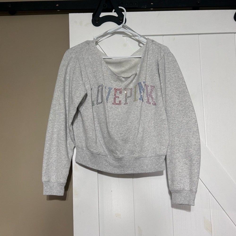 VS pink cropped wide neck sweatshirt